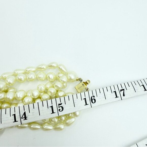 Vintage CAROLEE signed Gold Tone Faux Pearl Designer Runway Necklace - Picture 11 of 11